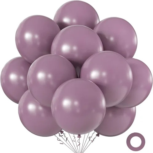 Miniatura 27 de KALOR Globos color morado ceniza de 18 pulgadas, 10 globos de látex mate, globos redondos grandes para bodas, baby shower, fiestas de cumpleaños