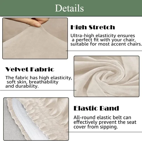 Miniatura 3 de Funda para silla decorativa sin brazos, de terciopelo elástico, extraíble, lavable, protector moderno de muebles con parte inferior elástica