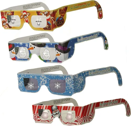 Holiday Eyes(TM) Gafas de Navidad para niños, 6 pares, 4 estilos, copo de nieve, muñeco de nieve, reno y Papá Noel