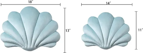 Miniatura 5 de Ashler - Almohadas 3D con forma de concha, cojín de terciopelo suave incluido para sofá, cama, sala de estar, paquete de 1, azul claro, 14 x 11
