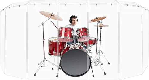 Miniatura 11 de PENNZONI Drum Shield de 4 pies con deflectores y bisagras de plástico, viene con 6 paneles de tambor, bisagras de plástico y conectores