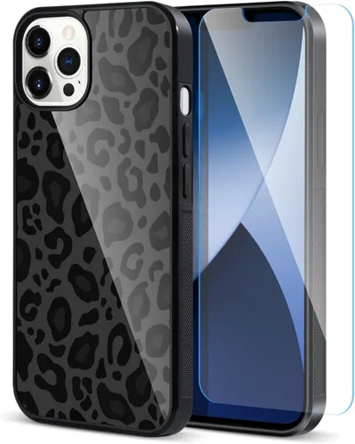 Miniatura 41 de TEAUGHT Compatible con iPhone 11 Funda con patrón lindo estampado de leopardo negro guepardo + protector de pantalla a prueba de golpes, funda