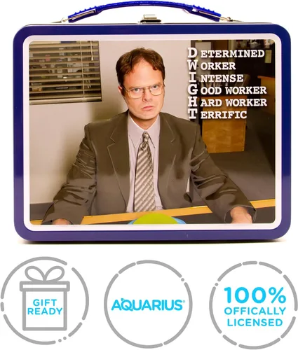 Miniatura 8 de Aquarius The Office Fun Box - Caja de almacenamiento de lata resistente con mango de plástico y cubierta frontal en relieve, mercancía