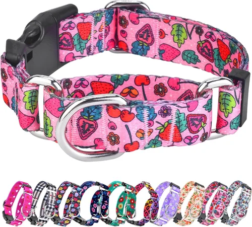 Miniatura 17 de Collar Martingale para perros, collares ajustables de nailon suave con diseño especial lindos patrones para perros pequeños, medianos y grandes Flor
