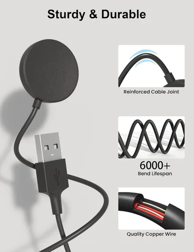 Miniatura 4 de Cargador para Samsung Galaxy Watch 7/Ultra/FE/6/6 Classic/5 Pro/5/4/4 Classic/3/Active 2/Active 3.3 pies USB Cable de carga de repuesto para Galaxy