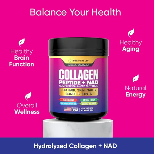 Miniatura 3 de BETTER LIFE LAB Péptidos de colágeno hidrolizados con NAD – Apoya el cabello, la piel, las uñas, las articulaciones y los huesos – Colágeno tipo I