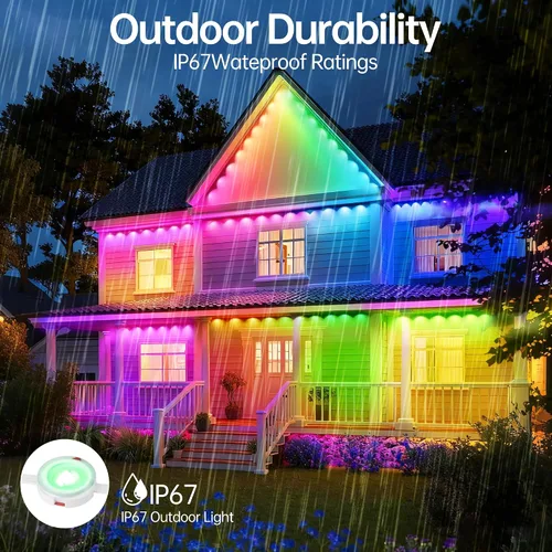 Miniatura 2 de Luces de Cadena para Exteriores Permanentes 330 pies RGB+IC, Control por Aplicación, Funciona con Alexa, Asistente de Google, Resistente al Agua