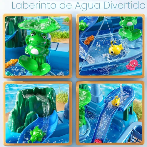 Miniatura 4 de JUKUDAHU Mesa de Agua y Fregadero de Juego para Niños de 2, 3, 4, 5, 6 Años de Edad - Cocina al Aire Libre con Agua Corriente, Juegos de Pesca, Mesa