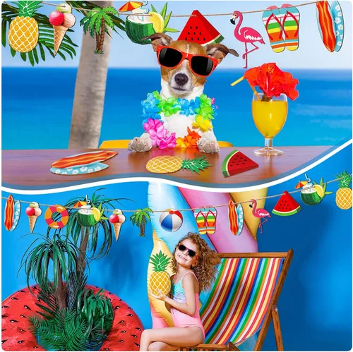 Miniatura 4 de Chunful 30 adornos de árbol de verano para Navidad en julio, decoración colgante de madera para playa, rebanadas de madera, adornos de árbol