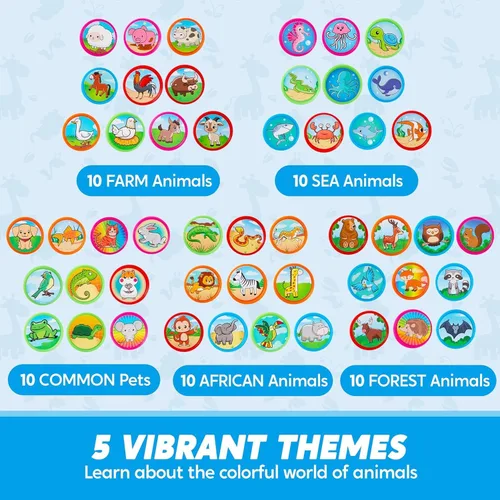 Miniatura 3 de JOYIN 50 sellos de animales para niños, con 50 diseños diferentes, granja, animales marinos, sellos para manualidades, caja de premios juguetes