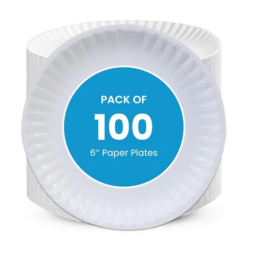 Perfectware - Platos de papel sin recubrimiento de 6 pulgadas para uso diario, manualidades, eventos y mucho más - Paquete de 100 unidades