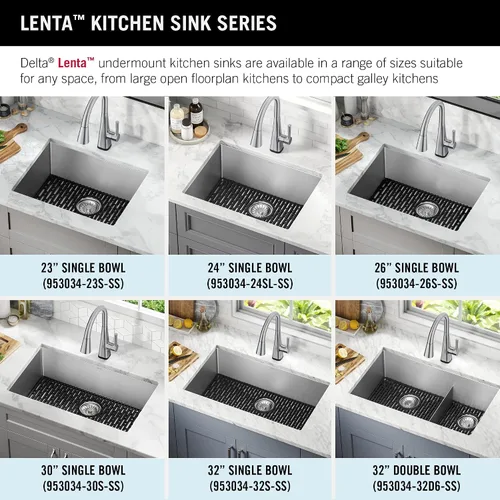 Miniatura 13 de DELTA FAUCET Delta Lenta 953034-24SL-SS - Fregadero de cocina de acero inoxidable calibre 16 de 24 pulgadas con accesorios, color satinado