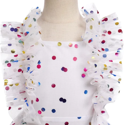Miniatura 4 de Vestido de fiesta de cumpleaños para niñas, mariposa, margaritas, lunares, bordado, princesa, tul, boda, concurso, vestido de noche