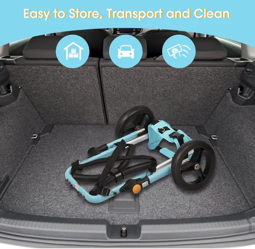 Miniatura 7 de TailWaggers Silla de ruedas para perros para patas traseras Ayuda de movilidad ajustable Ruedas todo terreno