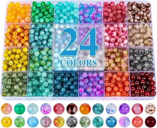 Miniatura 13 de XSEINO Juego de aproximadamente 7200 cuentas de vidrio de 0.236 pulgadas para hacer pulseras, 144 diseños surtidos, serie de colores especiales