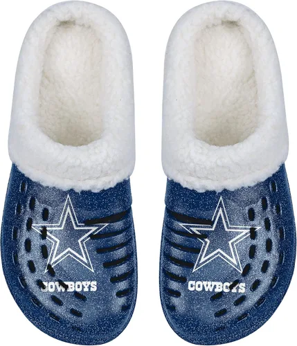 Miniatura 4 de FOCO - Zuecos con logotipo del equipo de la NFL para mujer, forro de sherpa y brillo
