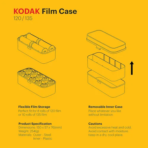 Miniatura 9 de KODAK Estuche para películas 120/135 - para 8 rollos de películas de 120 / 10 rollos de películas de 35 mm - Estuche de acero retro para ordenar