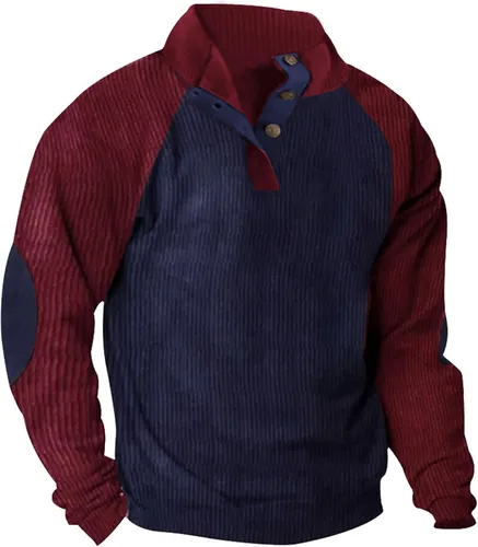 Miniatura 2 de Camiseta para hombre de manga larga con cuello de pana para otoño e invierno 2024