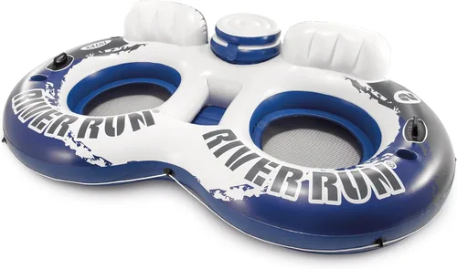 Intex 58837EP River Run 2 Salón flotante inflable: cómodos respaldos - Portavasos incorporados - Enfriador con tapa - 2 personas - Capacidad de peso