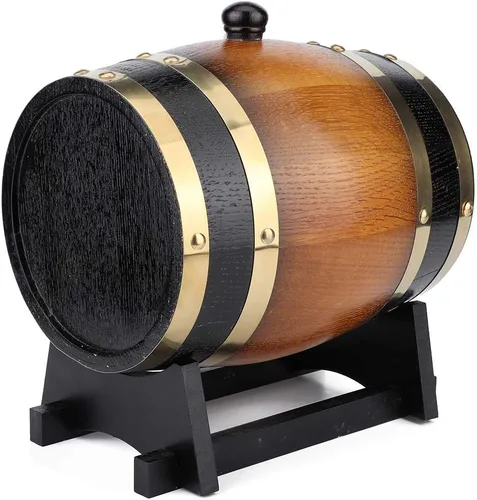 Miniatura 9 de Dispensador de barril de whisky de 3 L de gran capacidad, barril de madera de roble envejecido, contenedor de almacenamiento de barril de vino tinto