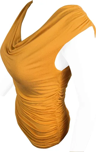 Miniatura 3 de CLEMONCE Doble forro cómodo cuello drapeado lateral fruncido de S a 3XL