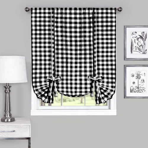 Miniatura 4 de Achim Home Furnishings - Cortina de ventana a cuadros de un solo paño, 42 x 63 pulgadas, blanca y negra