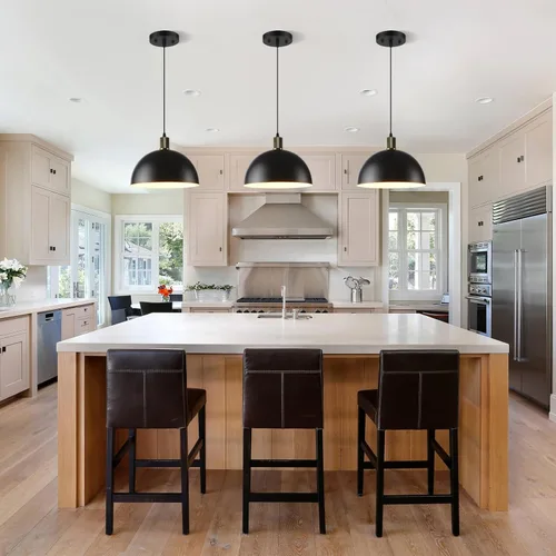 Miniatura 6 de Luces Colgantes Negras para Isla de Cocina, 11.8" Accesorios de Luz Colgante de Cúpula Moderna Estilo Granja Luces Colgantes para Comedor Pasillo