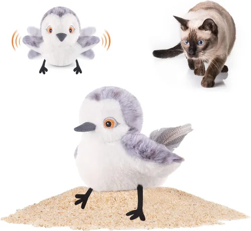 Miniatura 8 de Potaroma Juguetes para gatos con forma de búho que aletea (sin volar), chirrido de pájaro realista, juguete recargable para gatitos, juguete