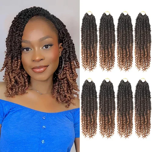 Miniatura 47 de Bileaf Cabello de Ganchillo Passion Twist Pre-retorcido de 10 Pulgadas, 8 Paquetes de Ganchillo Passion Twist, Cabello Corto Passion Twist