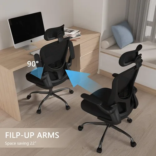 Miniatura 7 de Silla de oficina, Silla de escritorio ergonómica de respaldo alto, Silla de escritorio de malla transpirable con soporte lumbar ajustable