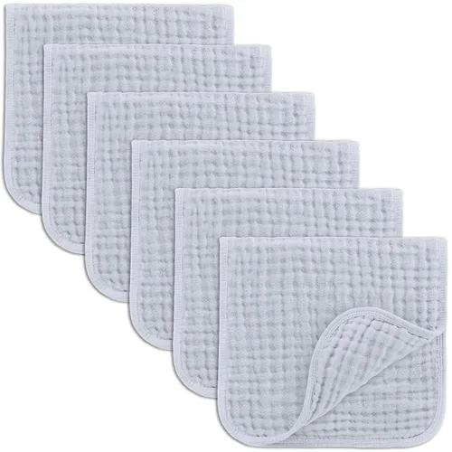 Miniatura 32 de Comfy Cubs - Juego de paños de muselina para eructos de 20 x 10 pulgadas, paquete de 6, tamaño grande, 6 capas, 100% algodón, absorbentes, seguros