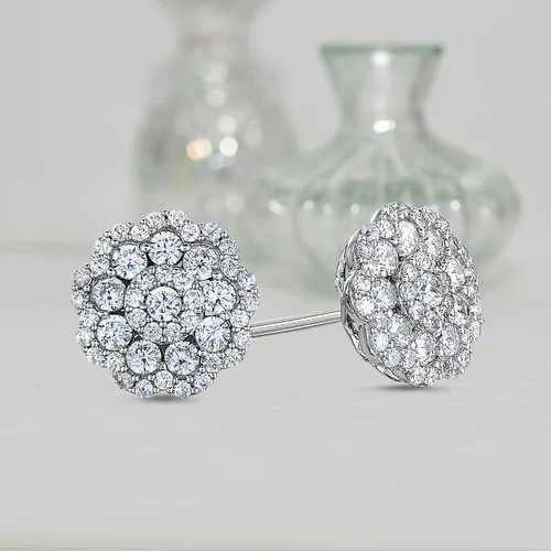 Miniatura 4 de Natalia Drake Pendientes de tuerca de diamantes de 1 quilate para mujer en plata de ley chapada en rodio, Plata de ley, diamante