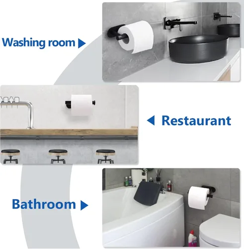 Miniatura 7 de Soporte de papel higiénico para baño, soporte de rollo autoadhesivo de acero inoxidable SUS304 sin perforar, soporte para papel higiénico para pegar
