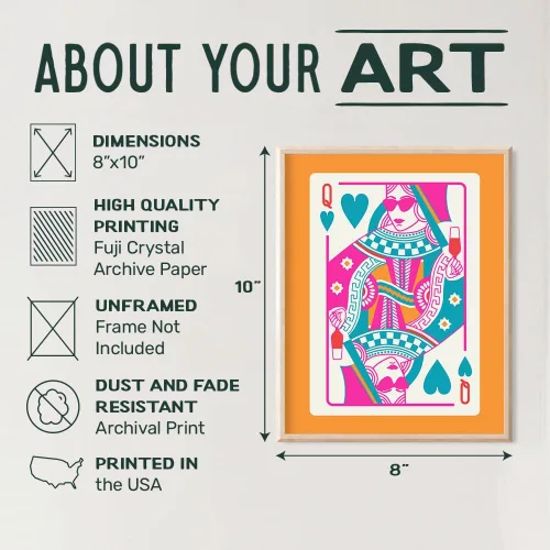 Miniatura 3 de Queen of Hearts Decoración Preppy para Habitación - Queen O Hearts Decoración de Pared Estética Linda y de Moda para Mujeres - Estampado Funky Azul