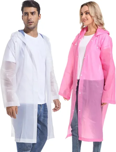 Miniatura 66 de 2 abrigos de lluvia de Borogo para adultos, chaquetas de lluvia reutilizables para hombres y mujeres