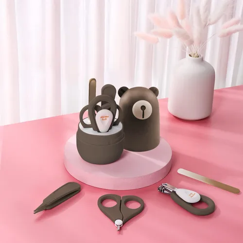 Miniatura 2 de PAPABEAR Juego de cortaúñas para bebé con bonito estuche, kit de lima de uñas y uñas de los pies para manicura y pedicura para recién nacidos, Bronce