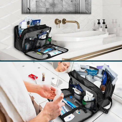 Miniatura 6 de PAVILIA - Bolsa de aseo para hombres, estuche de viaje esencial con kit de afeitado Dopp, bolsa de viaje organizadora de artículos de tocador