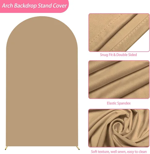Miniatura 114 de Putros Cubierta de Arco de Boda 6 Pies Beige Spandex Ajustada Parte Superior Redonda Chiara Cubiertas de Soporte de Fondo para Decoración de Bodas