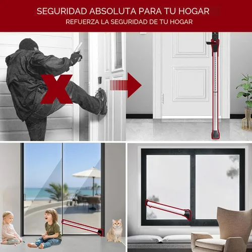 Miniatura 7 de AceMining Barra de seguridad para puerta mejorada y barra de patio deslizante, topes resistentes ajustables para el hogar, apartamento, viajes Blanco