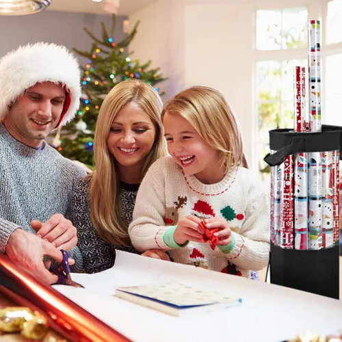 Miniatura 7 de ProPik Bolsa organizadora de almacenamiento de papel de regalo, almacena hasta 24 rollos de 40 pulgadas, bolsa transparente de poliéster resistente