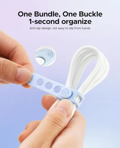 Miniatura 3 de ORICO Bridas de silicona para cables, organizador de cables de datos reutilizable con diseño de hebilla de bloqueo, envolturas de cable de alta