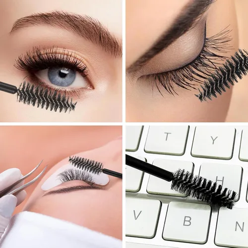 Miniatura 6 de 100 varitas de rímel desechables de doble extremo, cepillo de labios, aplicador de lápiz labial, carretes de cejas para extensiones de pestañas