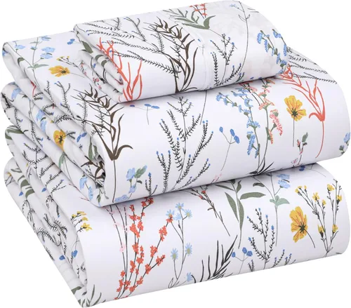 Miniatura 24 de RUVANTI Juego de sábanas divididas tamaño King de 100 % algodón para cama ajustable, 5 piezas, ropa de cama de tejido de percal suave y Guisante