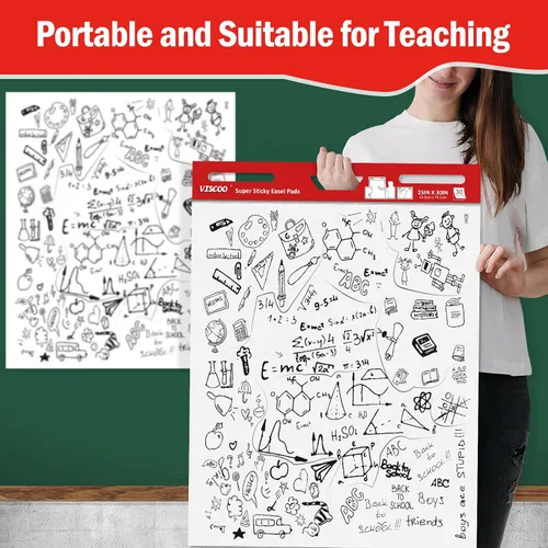 Miniatura 5 de VISCOO Almohadilla de caballete adhesivo, papel de carta grande de 25 x 30 pulgadas para profesores, 10 blocs de papel de caballete autoadhesivo