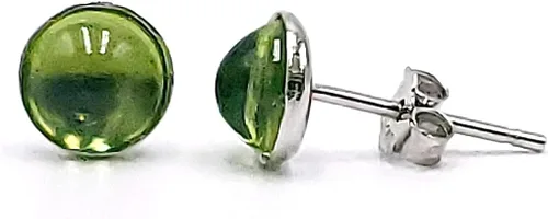 Miniatura 70 de Pendientes naturales de 0.236 in con chapado en oro blanco sobre plata de ley, bisel cabujón de piedras preciosas regalo de joyería para ella