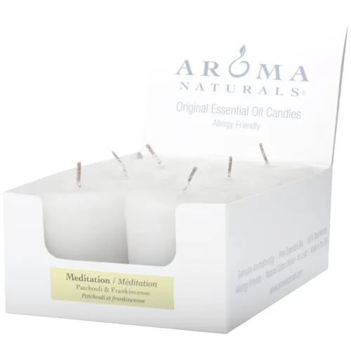 Miniatura 14 de Aroma Naturals Velas votivas con aceite esencial de clavo de naranja y canela, aroma blanco, perla de la paz, 5.5 x 3.75 x 2 pulgadas (paquete de 6)