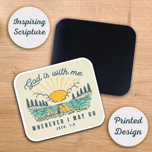 Miniatura 2 de Christian Art Gifts Imán inspirador de escritura para refrigerador para hombres y mujeres con versículo bíblico: Dios está conmigo, diseño de escena