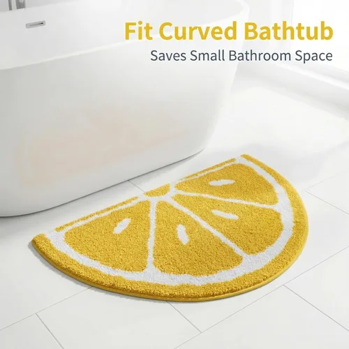 Miniatura 3 de Alfombra de baño de microfibra semicircular de 19.7 x 31.5 pulgadas, suave, antideslizante, para cocina, dormitorio, ducha de goma para suelo, sala