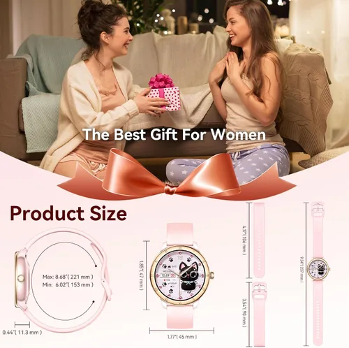 Miniatura 8 de Reloj inteligente para mujer, monitor de fitness HD de 1.27 pulgadas (respuesta/haz llamadas) con más de 110 modos deportivos/frecuencia