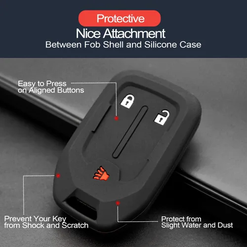 Miniatura 4 de 2 piezas compatibles con GMC Acadia Terrain Sierra 1500 2500 HD 3500 HD 3500 HD, funda protectora de llavero sin llave, control remoto inteligente